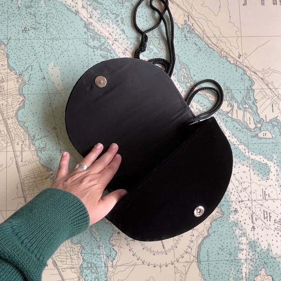 Vintage Sears Black Velvet Bag with Rosette - Picture 5 of 6